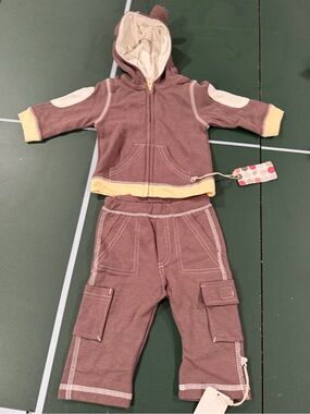 Baby Soy Brown & Yellow Kids Hoodie and Cargo Jogger Set